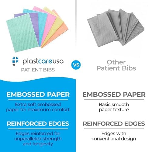 Pink Disposable Dental Bibs 13"x18" - 3 Ply Waterproof Tattoo Bib Sheet for Patients - Dentist or Medical Tray Cover and Nail Table Cover Supplies thumbnail 5