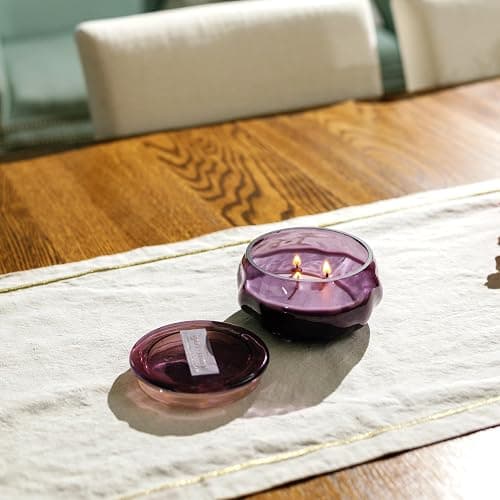 Paddywax Basalt Collection Scented Candle, Soy Wax Blend Glass Jar with Lid, Reusable Home Décor Candle, 10 oz, Violet Vessel, Violet and Vanilla thumbnail 2