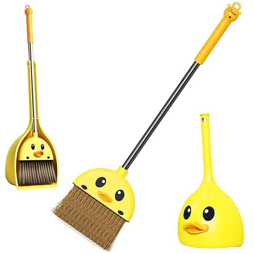 VIPAMZ Mini Broom and Dustpan Set for Kids - Cute Yellow Duck for Girls & Boys - Toddler Broom Set for Household Cleaning and Pretend Play - Perfect for Toddlers & Preschooler … - Image 1