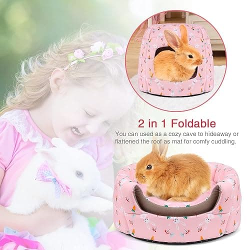 RANYPET Large Rabbit Bed House Foldable Winter Warm Bunny Hideout Cave for Guinea Pig Squirrel Ferret Hedgehog Chinchilla Cozy Cage Accessories thumbnail 4