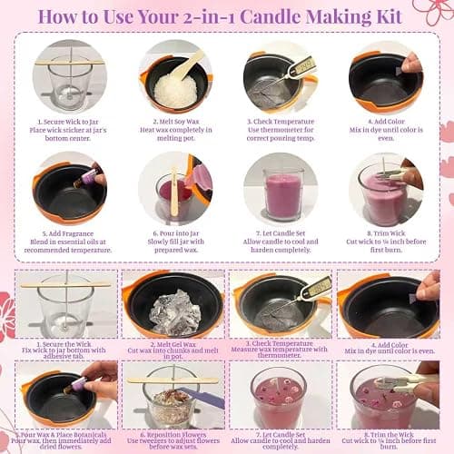 Soy Wax & Jelly Wax 2-in-1 Candle Making Kit – Complete DIY Candle Making Kit with Wax Melting Pot, 6 Scents, 4 Colors & Tools – Create Hands-On Memories, Crafted for Hobbyists & Personalized Gifting thumbnail 5