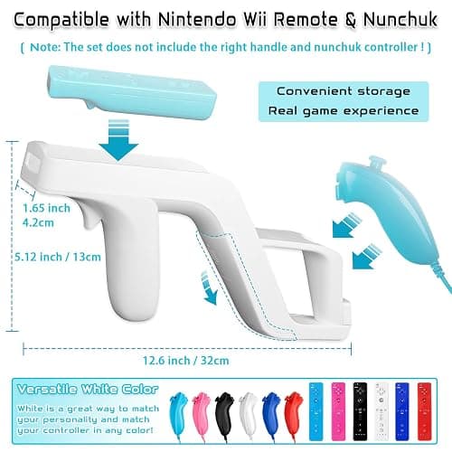 Machine-Ya Wii Zapper Gun and Steering Wheel Compatible with Nintendo Wii & Wii U Remote Game (2-Pack, White) thumbnail 5