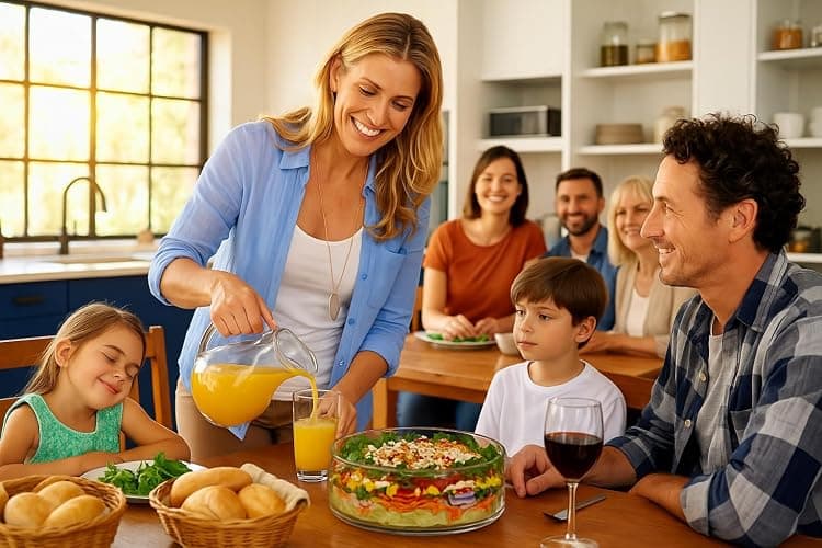 Festa Fresh Glass Salad Bowl Set with Acacia Wood Base, Lid and Serving Utensils, Clear 10 Inch 160 oz Party Bowl for Elegant Practical Serving thumbnail 2