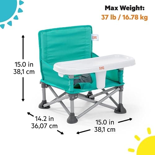 Bright Starts Pop 'N Sit Portable Booster, Indoor/Outdoor Use, Floor Seat with Feeding Tray, Teal, 6 Mos - 3 Yrs thumbnail 3