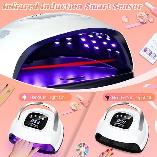 LKE UV Nail Lamp Nail Dryer 220W Professional UV LED Nail Lamp Led Nail Lamps for Gel with 4 Timers-Auto Sensor UV Lamp for Gel Nails Detachable Curing Lamp Gel Nail Polish for Home and Salon thumbnail 5