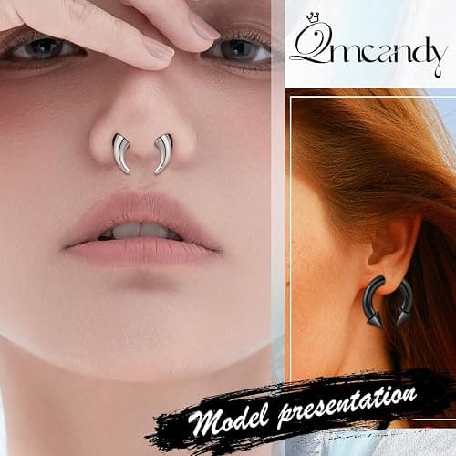 Qmcandy 6-12pcs Septum Pincher Tapers 8G 6G 4G 2G Stretching Kit C Shape Septum Piercing Jewelry Heavy Ear Gauges Earrings Horseshoe Nose Rings for Women Men thumbnail 6