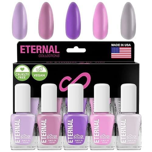 Eternal Pastel Nail Polish Sets for Women (LILAC PINK) - Pastel Nail Polish Set for Girls | Quick Dry & Long Lasting Nail Polish Kit for Home DIY Manicure & Pedicure | Made in USA, 13.5mL (Set of 5) - Image 1
