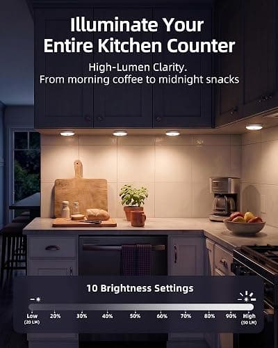 EZVALO 6-Pack Under Cabinet Lighting, Rechargeable Motion Sensor Puck Light with Remote, 3 Color Temps & 12 RGB Colors, Magnetic Stick on Light, Dimmable Under Counter Light for Kitchen, Home Decor thumbnail 3