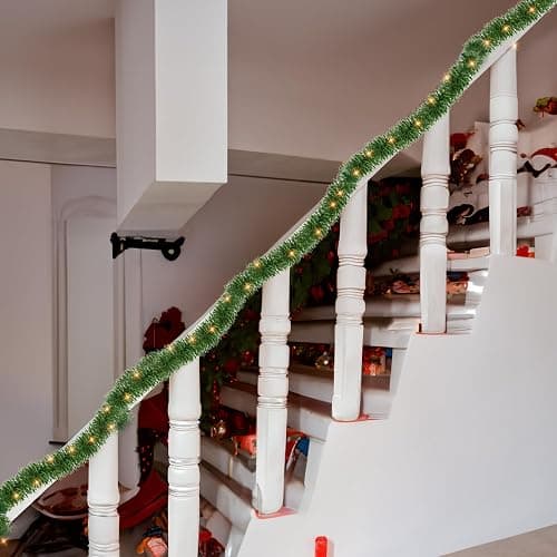 Dazzle Bright 50 FT Pre-lit Christmas Green Garland, 150 LED Lights Lighted Artificial Pine Garlands, for Indoor Outdoor Christmas Decor Holiday Wedding Decoration thumbnail 7