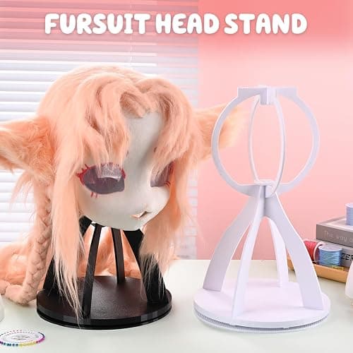 JORHANCE Collapsible Fursuit Head Stand with Rotating Base - Portable and Sturdy Display for Costume Heads (White) thumbnail 5