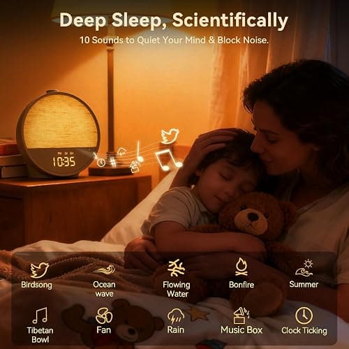 Vivilumens Sunrise Alarm Clock, Gentle Wake-Up Light & Sound Machine, Dual Alarms for Heavy Sleepers Adults, Natural Sounds, RGB Mood Light, Dimmable Bedside Night Lamp Ideal for Bedroom & Gifts thumbnail 5