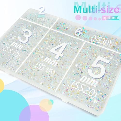 qiipii Transparent AB Resin Rhinestones for Bedazzling Crafting 2mm 3mm 4mm 5mm 6mm Clear White AB Flatback Jelly Stones Diamonds Gems Charms for Nails Face Eyes Makeup Tumblers Bottles Crafts Shoes thumbnail 4