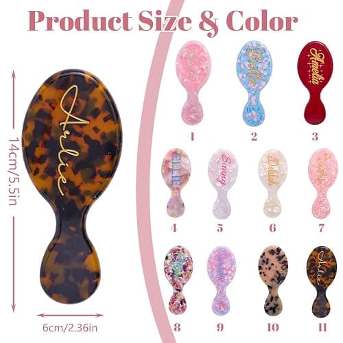 Personalized Hair Brush with Name, Custom Mini Travel Hair Brush for Women, Monogram Engraved Hair Comb Wet & Dry Styling for Girl Bridesmaid Birthday Christmas Mother's Day Valentines Gifts thumbnail 7