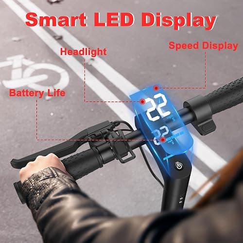 Maxshot Electric Scooter, 8.5" /10" /14" Tire, 16/19/22 Mph Top Speed, 12/16/21/27/28/49/50 Miles Long Range, Folding Escooter for Adults and Kids with Seat Bag, Dual Braking, Dual Suspension, App thumbnail 7