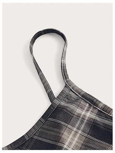 WDIRARA Women's Plaid Spaghetti Strap Cami Dress Sleeveless Flared Hem Mini Dress thumbnail 3