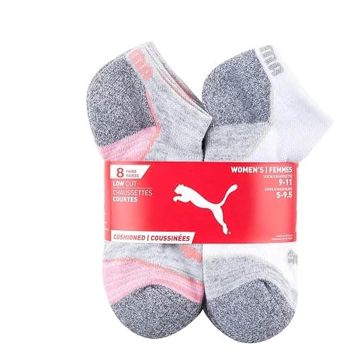 PUMA Womens No Show Low Cut Moisture Control Sport Socks (Shoe Size 5-9.5) - Multi Grey - 8 Pack - Image 1