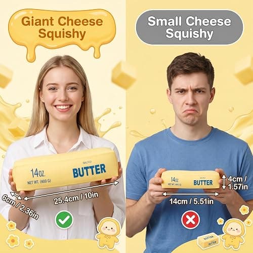10in Giant Butter Squishy, Jumbo Big Butters 14oz Squeeze Stress Balls, Large Butter Stick Stress Relief Slow Rising Fun for Anxiety Relief Party Favors thumbnail 3