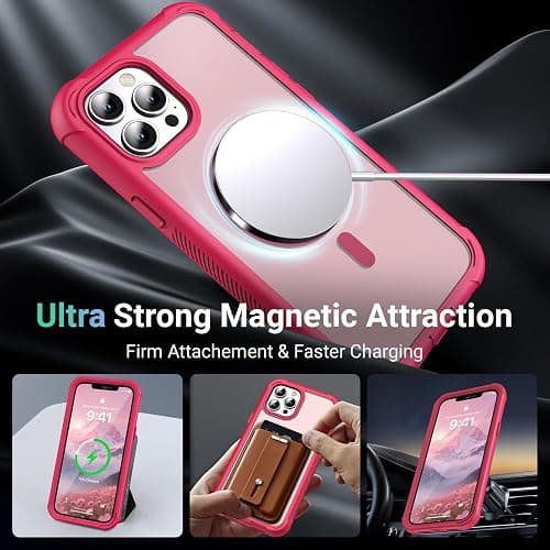 jaroco Magnetic for iPhone 12 Pro Max Case Heavy Duty Protection Rose | Compatible with MagSafe,Military Grade Drop Protection,Translucent Matte,Non-Slip,Shockproof 2-Layer Durable Bumper Case thumbnail 3