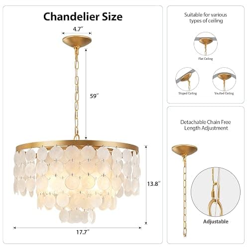  Coastal Capiz Shell Chandelier thumbnail 2