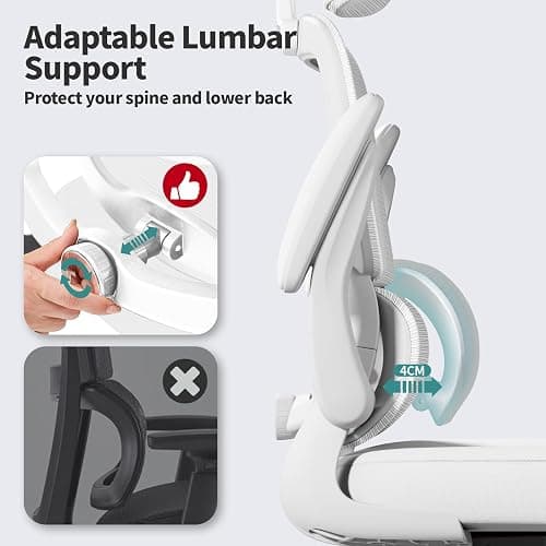 TRALT Office Chair Ergonomic Desk Chair, 330 LBS Home Mesh Office Desk Chairs with Wheels, Comfortable Gaming Chair, High Back Office Chair for Long Hours (White White) thumbnail 4