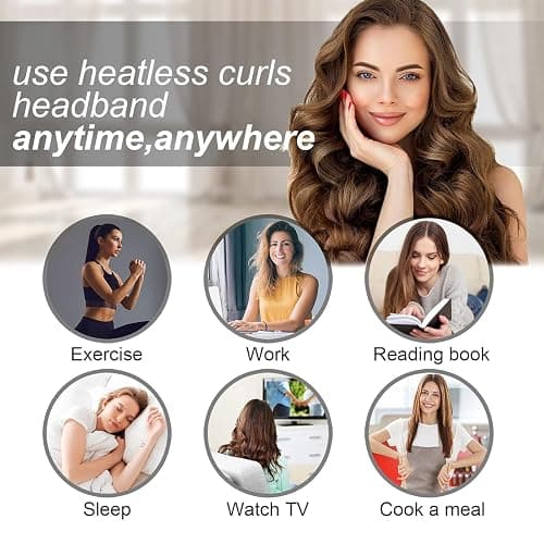 CORATED Heatless Curling Rod Headband, No Heat Silk Ribbon Rollers for Overnight Sleeping Curls, Styling Kit with Hair Clips and Scrunchie thumbnail 7