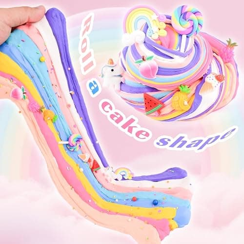 8 Pack Butter Slime Kit for Kids, Fluffy Scented Butter Slime Party Favors with Peach, Unicorn, Rainbow Charms, Birthday Gifts for Girl Boys, Stretchy Non-Sticky, Super Soft DIY Stress Relief Toy thumbnail 4