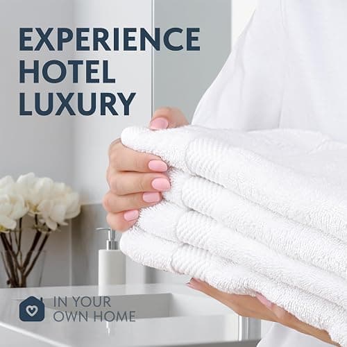 Luxury White Hand Towels - Soft 100% Turkish Cotton | Highly Absorbent Hotel spa Bathroom Towel Collection | 16x30 Inch | Set of 6 thumbnail 6