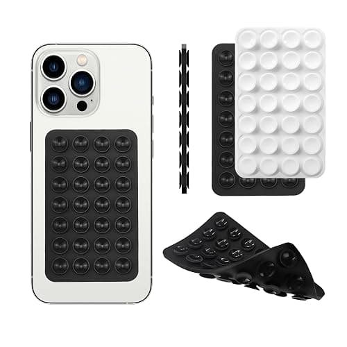 DreamsLink.LC Silicone Double-Sided Suction Phone Grip Detachable Mount - Car Dashboard/Shower Phone Holder, Hands-Free for Selfies & Videos, TikTok/ASMR/Yoga (Small (White+Black), Small) - Image 1