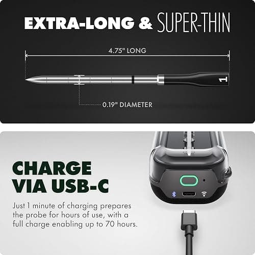 CHEF iQ Sense | Smart Wireless Meat Thermometer | Ultra-Thin Probe | WiFi Unlimited Range | 1000°F Heat Safe | 5 Sensors | BBQ, Grill, Oven, Smoker, Air Fryer | Gen3 thumbnail 5