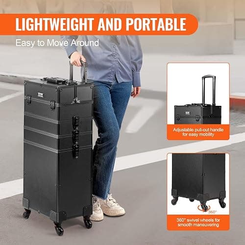 VEVOR Makeup Train Case Professional Makeup Storage Organizer Box Make Up Carrier for Women and Girls thumbnail 4