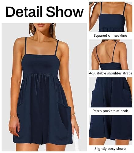 NEJXQ Womens Rompers for Summer Casual Athletic Shorts Women Jumpsuit With Pockets Adjustable Straps Tennis Golf Outfits thumbnail 3