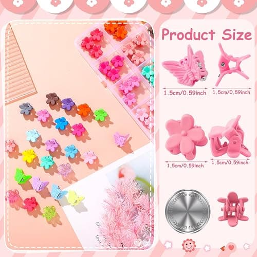 112 Pcs Baby Hair Clips - 28 Color Mini Flower and Butterfly Clips for Girls, Toddlers - Small Claw Clips With Organizer Box - Cute Hair Accessories - Multicolor thumbnail 3