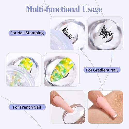 BORN PRETTY French Tip Nail Stamp 6PCS Art Stamper With Scrapers | Silicone Stamping Long & Short Jelly Stamper Kit for French Manicure Home DIY Art Salon thumbnail 6