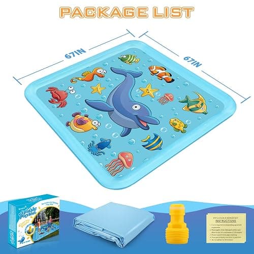 Growsland Splash Pad for Toddlers, Outdoor Sprinkler for Kids, 67" Summer Water Toys Inflatable Wading Baby Pool Fun Gifts for 3 4 5 6 7 8 9 Years Old Boy Girl Backyard Garden Lawn Outdoor Games thumbnail 6