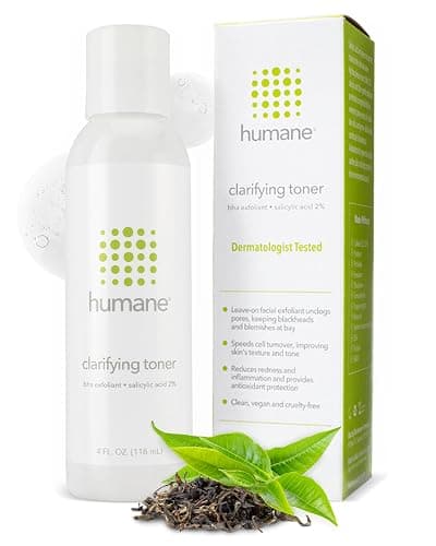 Humane Clarifying Toner for Face - 2% BHA Liquid Salicylic Acid - Pore Minimizer and Face Exfoliator - Gentle for All Skin Types - Removes Excess Oil, Dead Skin Cells, and Grime - 4 Ounce - Image 1