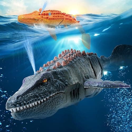 fromeasy Remote Control Dinosaur Toys for Kids 3 4 5 6 7, Mosasaurus Diving Toys RC Boat with Light and Spray Water for Swimming Pool Lake Bathroom Ocean Protector Bath Toys thumbnail 2
