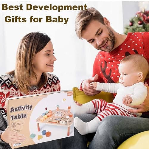 Activity Table for 1 Year Old, Montessori Toys for 1 2 Year Old Girls Boy Gifts, 8 in 1 Wooden Sensory Play Table for Toddler 1-3, Learning Toys for Baby 12-18 Months 1st Christmas Birthday Gifts thumbnail 6