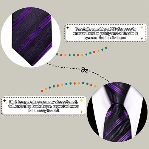 Barry.Wang Man Stripe Ties Set Silk Woven Pocket Square Necktie Cufflinks Formal Party Business thumbnail 3