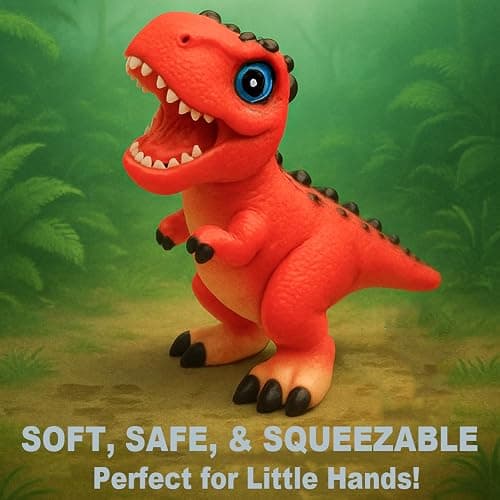 LEWAN 6-in-1 Dinosaur Toys for Kids Ages 3+ – 5.5” Squishy Dino Figures Gift Set – Sensory Toys for Boys & Girls – Dinosaur Adventure Crew thumbnail 6