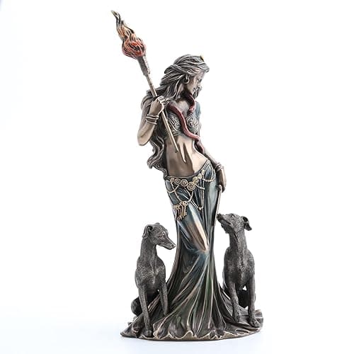 Veronese Design 13 3/8 Inch Hecate Greek Goddess of Magic with her Hounds Cold Cast Resin Sculpture Bronze Finish thumbnail 5