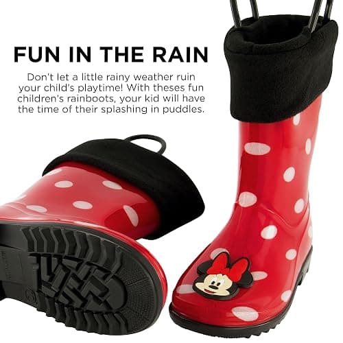 Disney Girl's Minnie Mouse Toddler Rain Boots with Soft Removable Liner Snow thumbnail 4