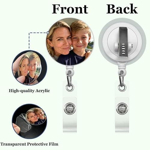 Custom Badge Reel with Photo Text Personalized Acrylic Retractable ID Holder with Alligator Clip Gifts for Office Worker Teacher Nurse Pet Lover thumbnail 6