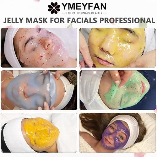 YMEYFAN 5 Jar Jelly Mask Powder for Facial Mask Professional Bundle (Turmeric, Vampire, Hyaluronic Acid, Charcoal Powder, Rose Petal) thumbnail 5