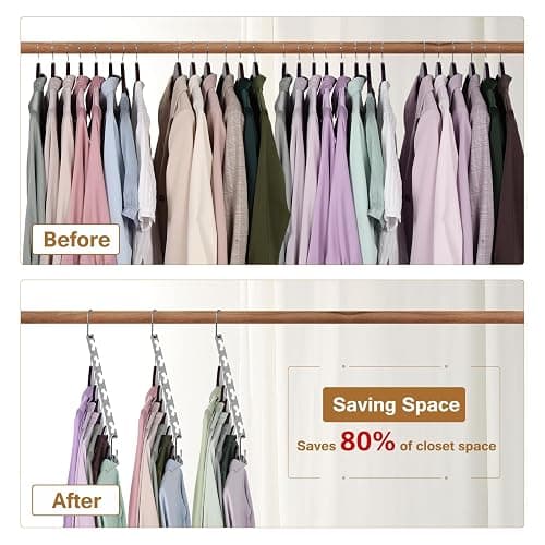 Space Saving Hangers for Clothes 6 Pack, Sturdy Metal Hangers Wardrobe Organizer, Magic Cascading Hanger, Closet Space Saver Closet Organizers and Storage thumbnail 4