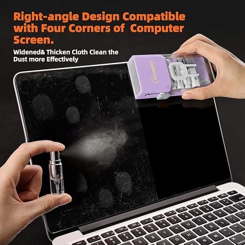 Tassmpitor Laptop Screen Keyboard Cleaner Kit, All in 1 Electronic Cleaning Tool for MacBook iPad iPhone Pro Cell Phone, Brush Tool for Tablet, Computer, PC Monitor,TV Camera Lens with Patent, Purple thumbnail 4