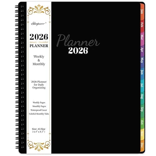 2026 Planner - 2026 Planner Weekly and Monthly, JAN. 2026 - DEC. 2026 11'' x 9'', Planner 2026 with Colorful Tabs, Premium Paper, Twin-wire Binding - Classic Black - Image 1