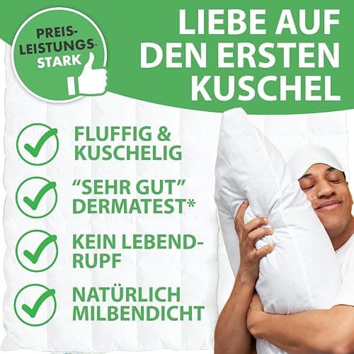 Welldora Komfort Bettdecke 220x240 | 2380g extraweiche Federn & Daunen | Fachärztlich geprüft, Oeko-Tex, Allergiker | RDS Zertifiziert für Tierwohl | Ganzjahres Federbett Daunendecke 220x240 thumbnail 4