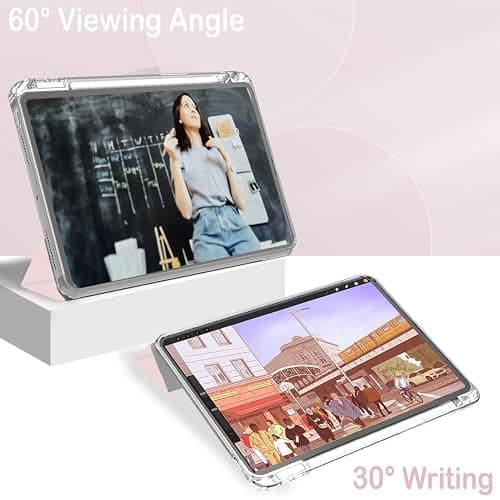 Feams Slim Case for iPad Air 11-inch M3 2025 / M2 2024, iPad Air 5th Generation 2022 / iPad Air 4th Generation 2020 10.9 Inch Case Clear Back with Pencil Holder & Auto Sleep, Pink thumbnail 6