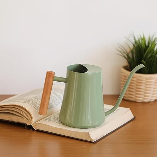 Watering Can Indoor Plants 35oz Sage Green Water Can Indoor Metal Small Water Can Pot with Long Spout for House Bonsai Plants Garden Flower Decorative thumbnail 5