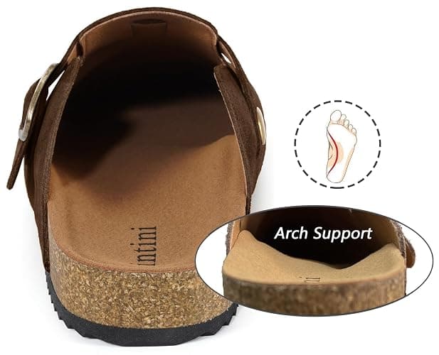 Womens Suede Clogs Mens Genuine Leather Mules Cork Footbed Sandals with Arch Support thumbnail 2